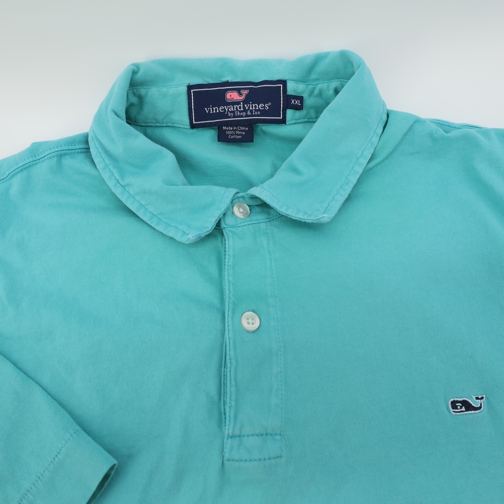 Vineyard Vines Mens XXL‎ Pima Cotton Polo Shirt Green Short Sleeve Minor Flaws